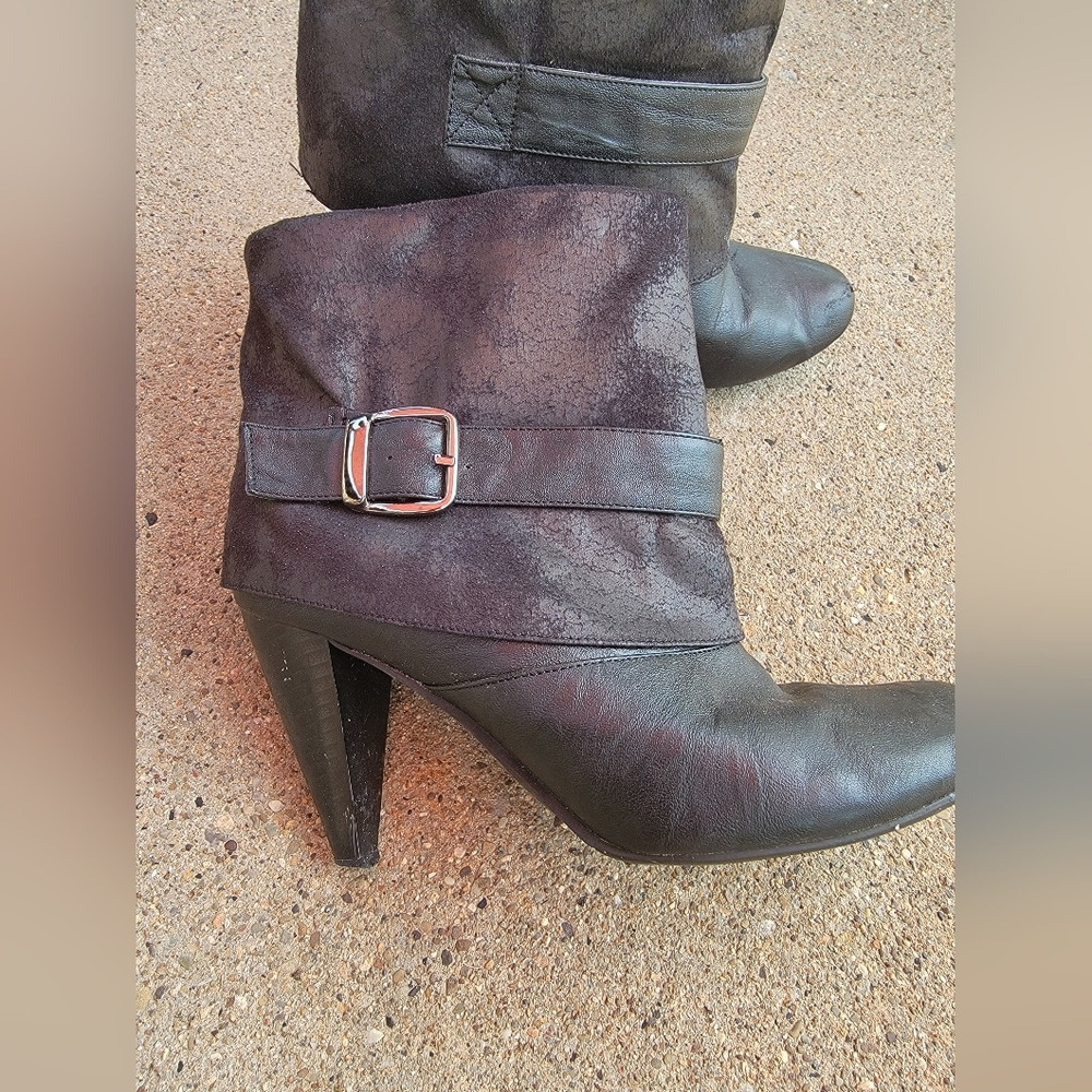 Dark grey heeled boots